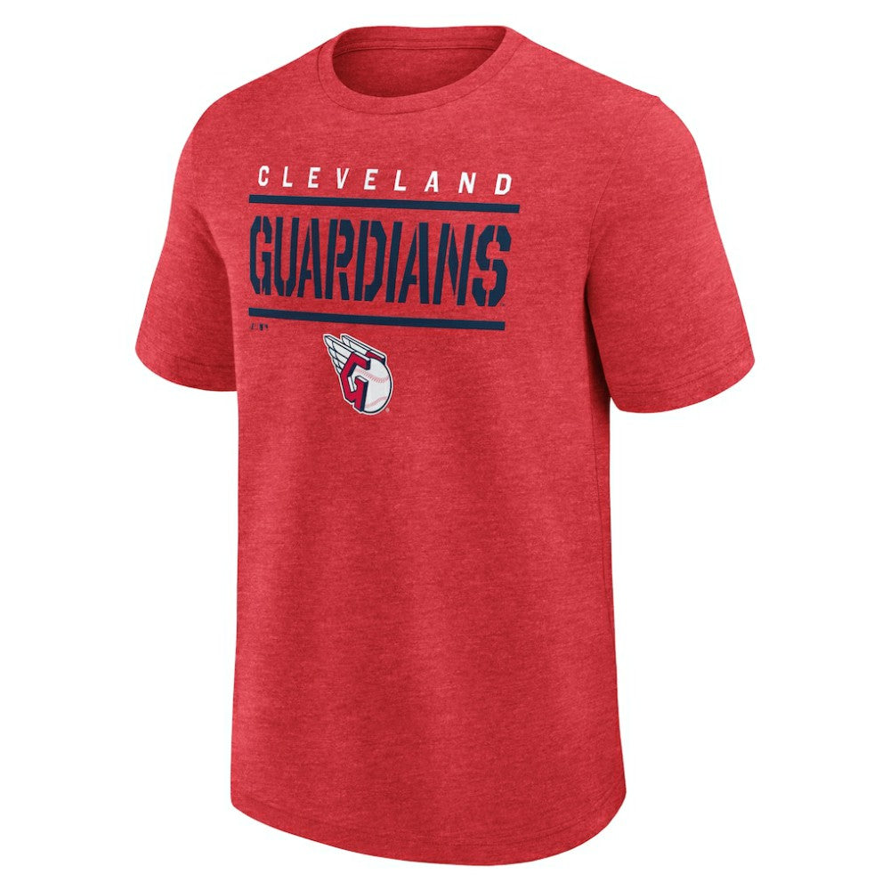Heather Red Cleveland Guardians Logo Athletic Top Notch T-Shirt