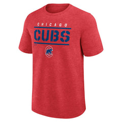 Heather Red Chicago Cubs Logo Athletic Top Notch T-Shirt