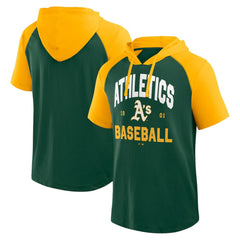 Green Athletics Logo Athletic Prime Raglan Short Sleeve Hoodie T-Shirt