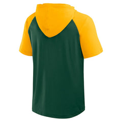 Green Athletics Logo Athletic Prime Raglan Short Sleeve Hoodie T-Shirt