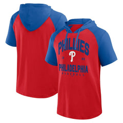 Red Philadelphia Phillies Logo Athletic Prime Raglan Short Sleeve Hoodie T-Shirt