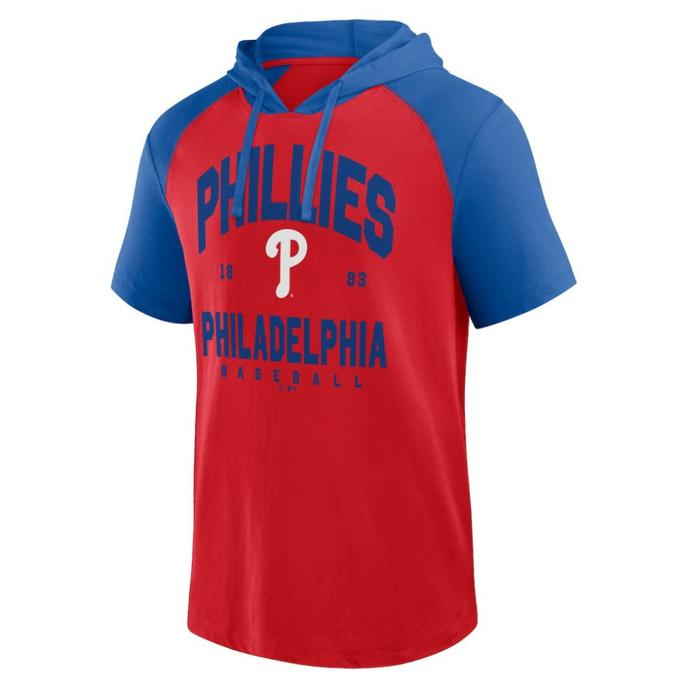 Red Philadelphia Phillies Logo Athletic Prime Raglan Short Sleeve Hoodie T-Shirt