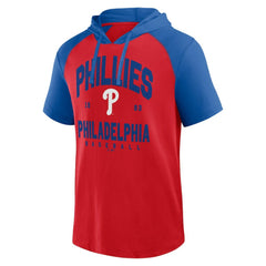 Red Philadelphia Phillies Logo Athletic Prime Raglan Short Sleeve Hoodie T-Shirt