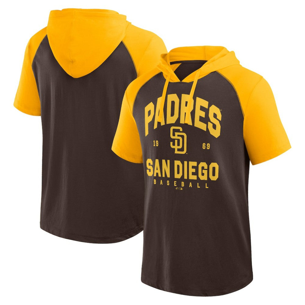 Brown San Diego Padres Logo Athletic Prime Raglan Short Sleeve Hoodie T-Shirt