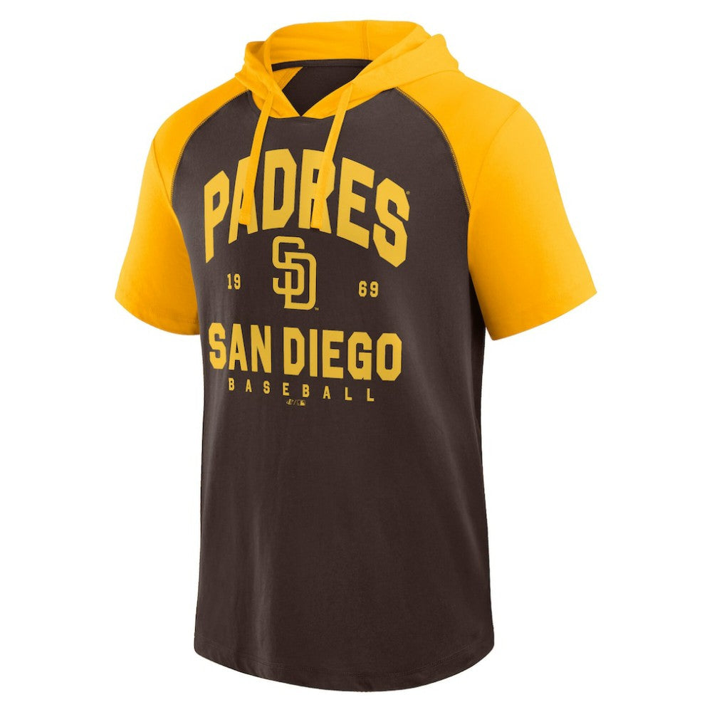 Brown San Diego Padres Logo Athletic Prime Raglan Short Sleeve Hoodie T-Shirt
