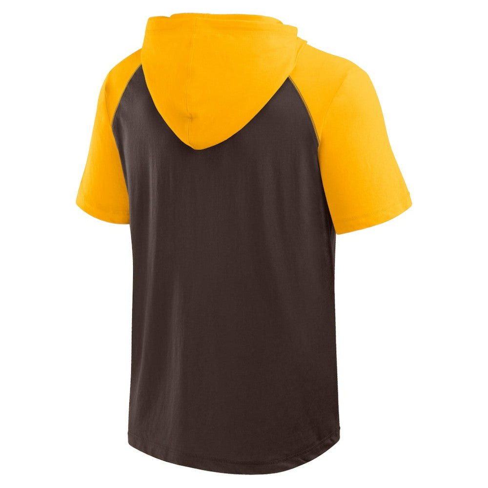 Brown San Diego Padres Logo Athletic Prime Raglan Short Sleeve Hoodie T-Shirt