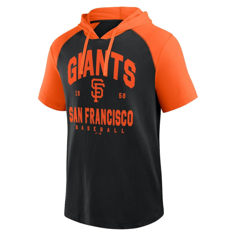 Black San Francisco Giants Logo Athletic Prime Raglan Short Sleeve Hoodie T-Shirt