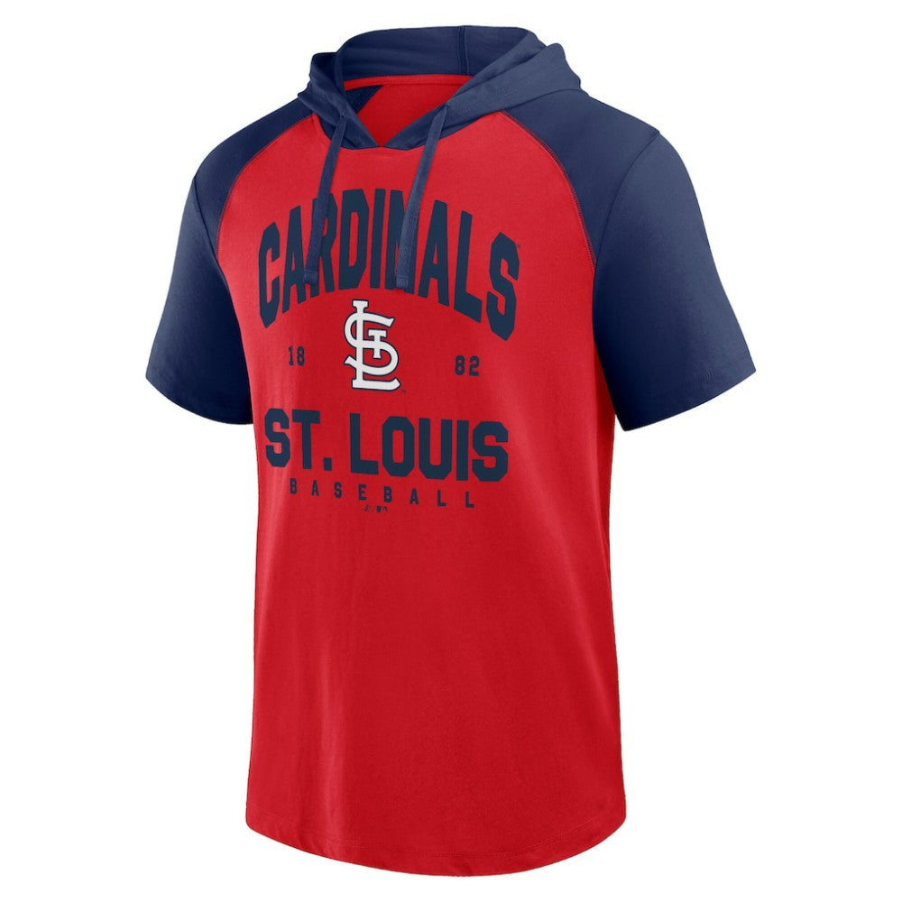 Red St. Louis Cardinals Logo Athletic Prime Raglan Short Sleeve Hoodie T-Shirt