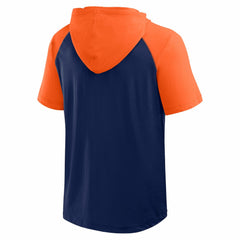 Navy Houston Astros Logo Athletic Prime Raglan Short Sleeve Hoodie T-Shirt