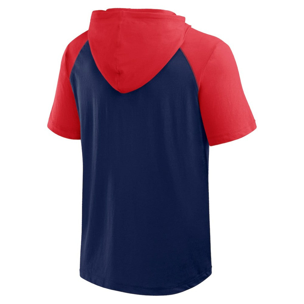 Navy Atlanta Braves Logo Athletic Prime Raglan Short Sleeve Hoodie T-Shirt