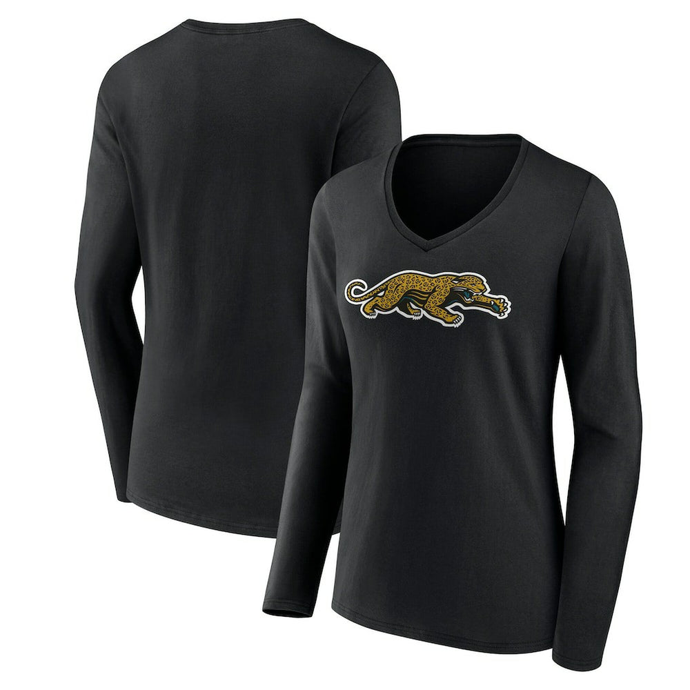 Women's Classic Logo Long Sleeve V-Neck T-Shirt - Jacksonville Jaguars T-shirts