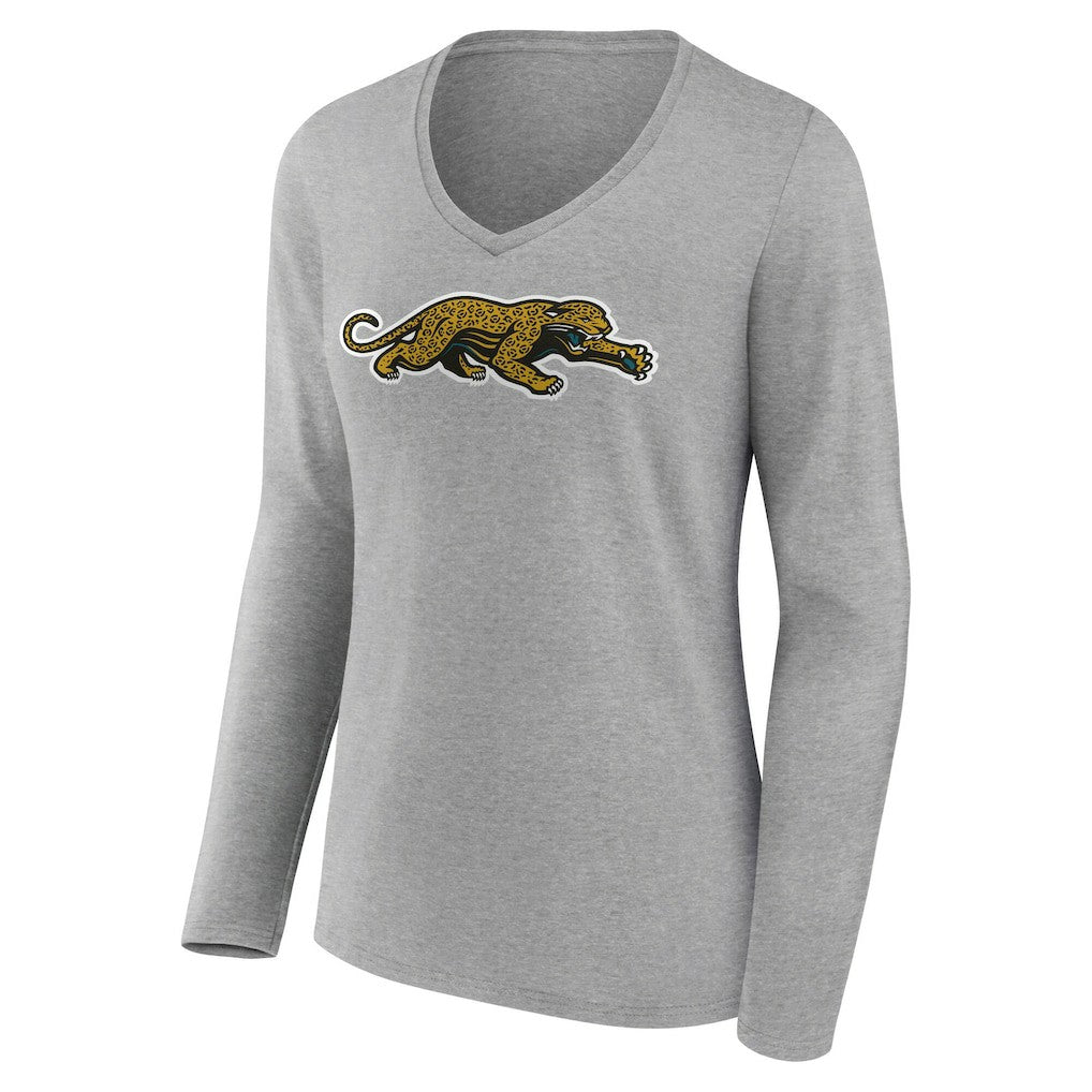 Women's Classic Logo Long Sleeve V-Neck T-Shirt - Jacksonville Jaguars T-shirts