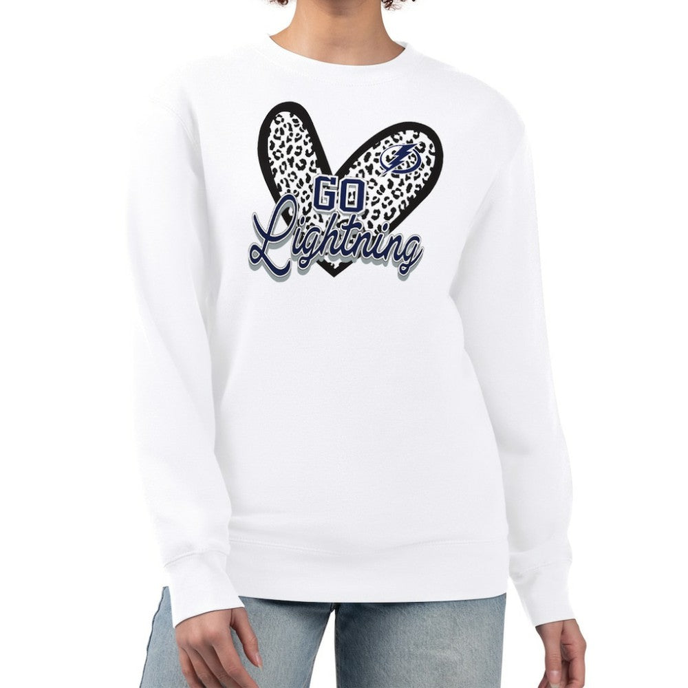 NHL Tampa Bay Lightning G-III 4Her by Carl Banks Women's Animal Print Heart Fleece Pullover Sweatshirt