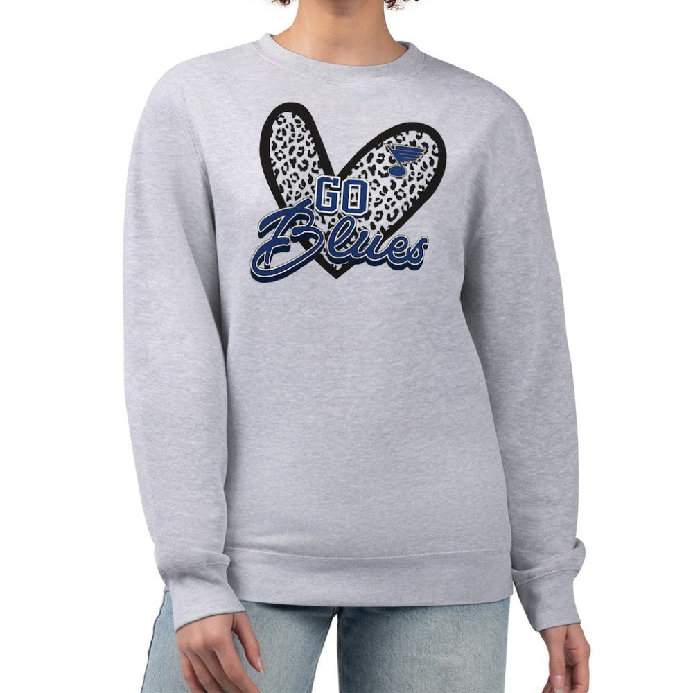 NHL St. Louis Blues G-III 4Her by Carl Banks Women's Animal Print Heart Fleece Pullover Sweatshirt