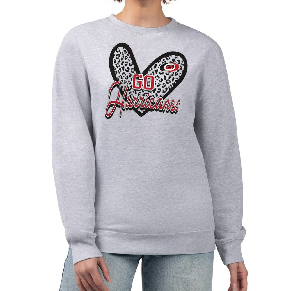 NHL Carolina Hurricanes G-III 4Her by Carl Banks Women's Animal Print Heart Fleece Pullover Sweatshirt
