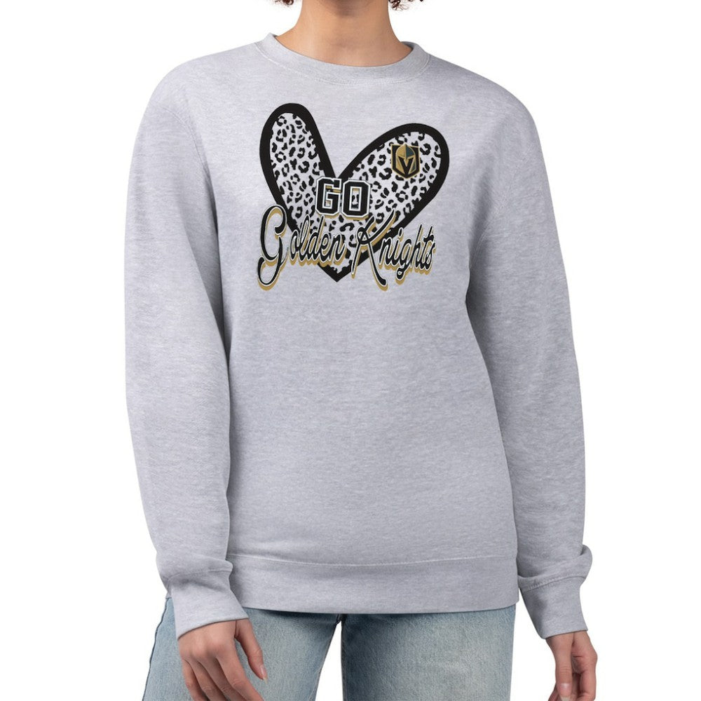 NHL Vegas Golden Knights G-III 4Her by Carl Banks Women's Animal Print Heart Fleece Pullover Sweatshirt