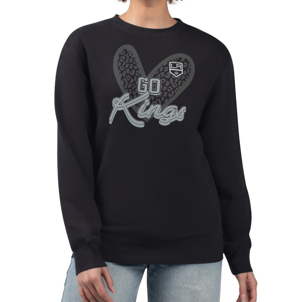NHL Los Angeles Kings G-III 4Her by Carl Banks Women's Animal Print Heart Fleece Pullover Sweatshirt