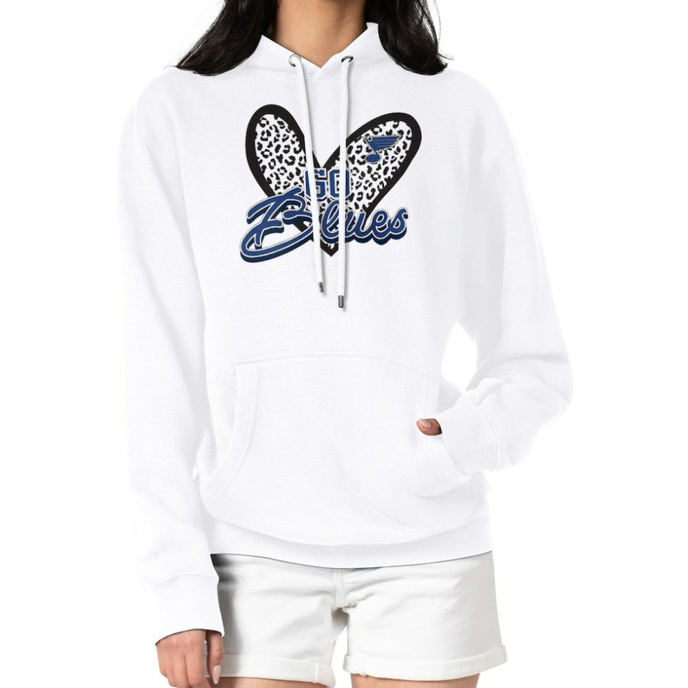 NHL St. Louis Blues G-III 4Her by Carl Banks Women's Animal Print Heart Fleece Pullover Hoodie