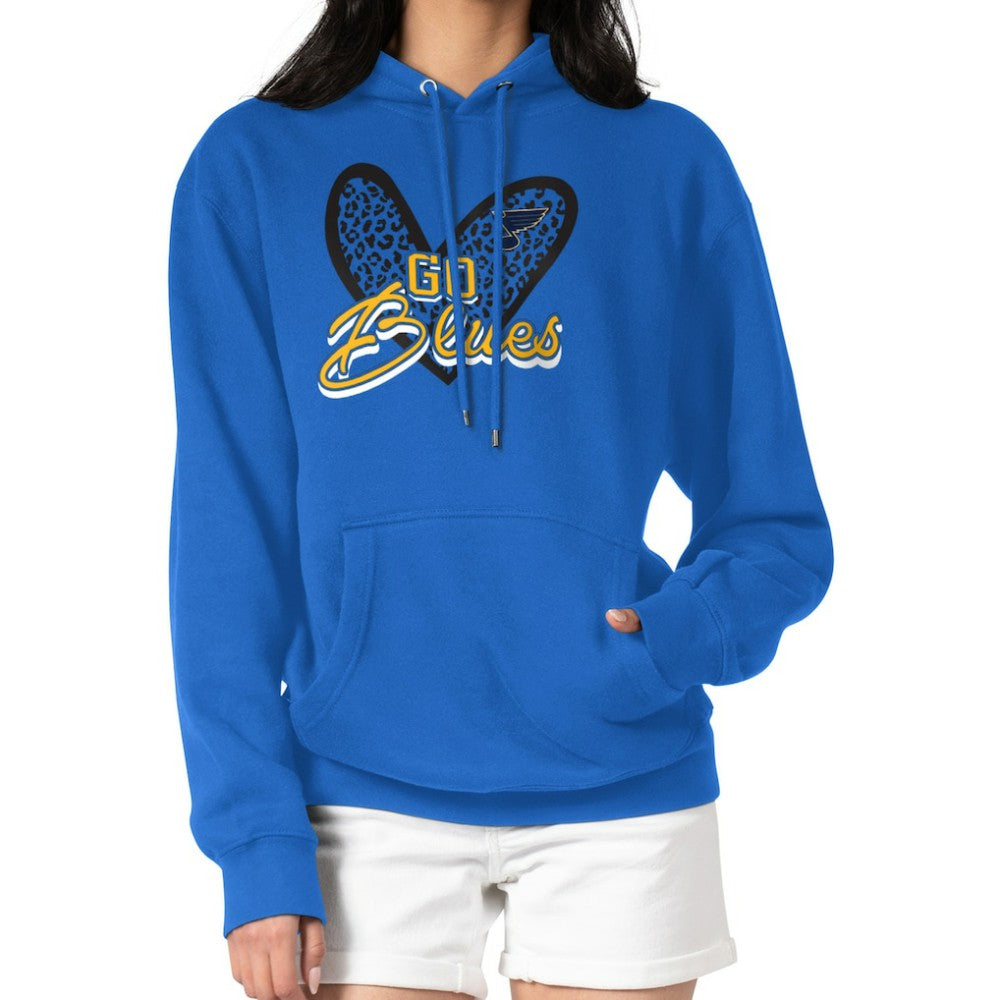 NHL St. Louis Blues G-III 4Her by Carl Banks Women's Animal Print Heart Fleece Pullover Hoodie