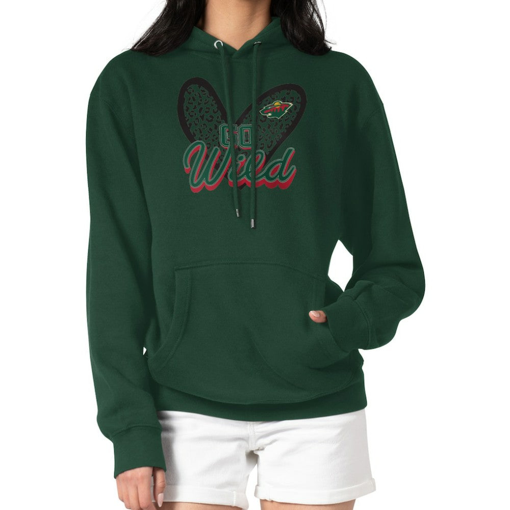 NHL Minnesota Wild G-III 4Her by Carl Banks Women's Animal Print Heart Fleece Pullover Hoodie