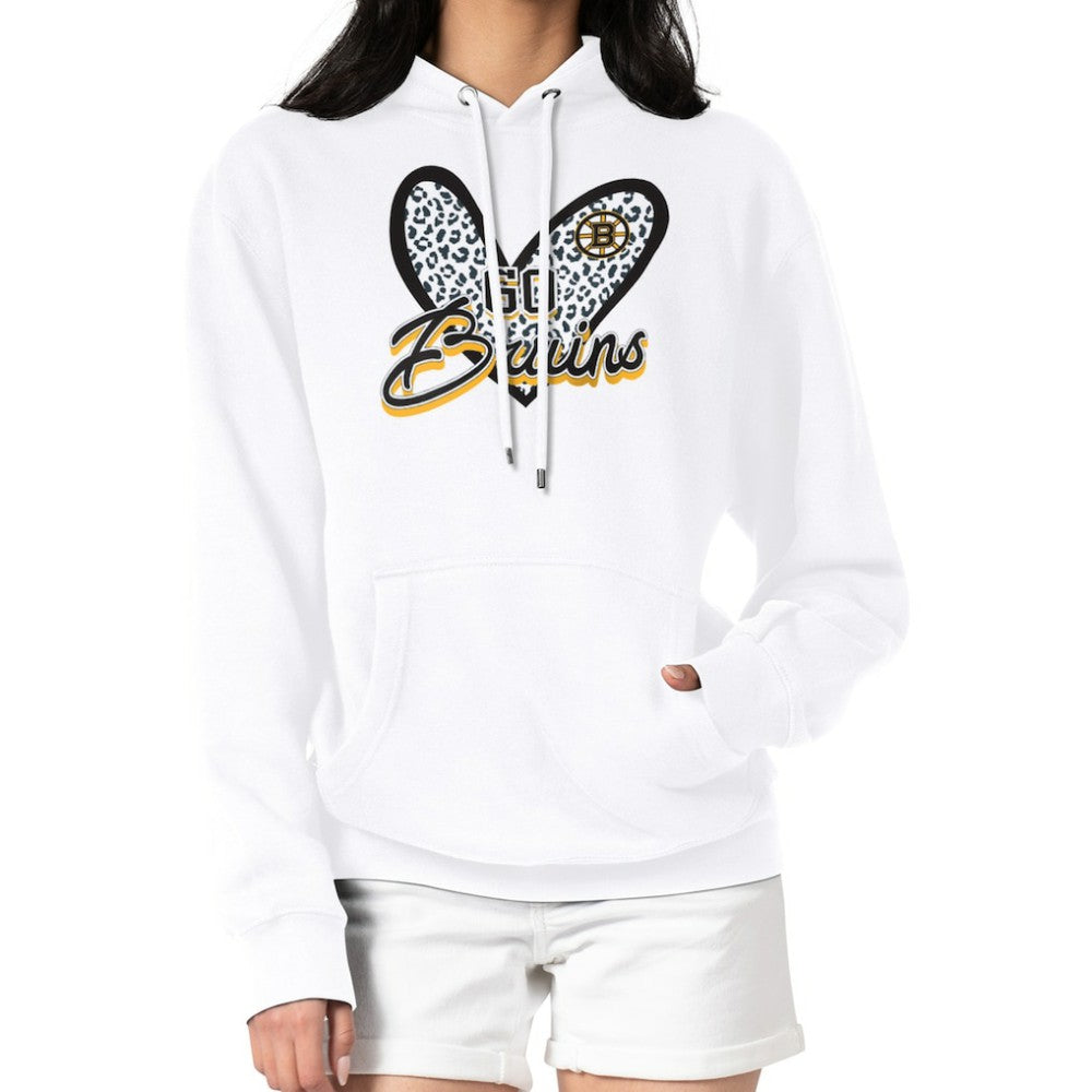NHL Boston Bruins G-III 4Her by Carl Banks Women's Animal Print Heart Fleece Pullover Hoodie