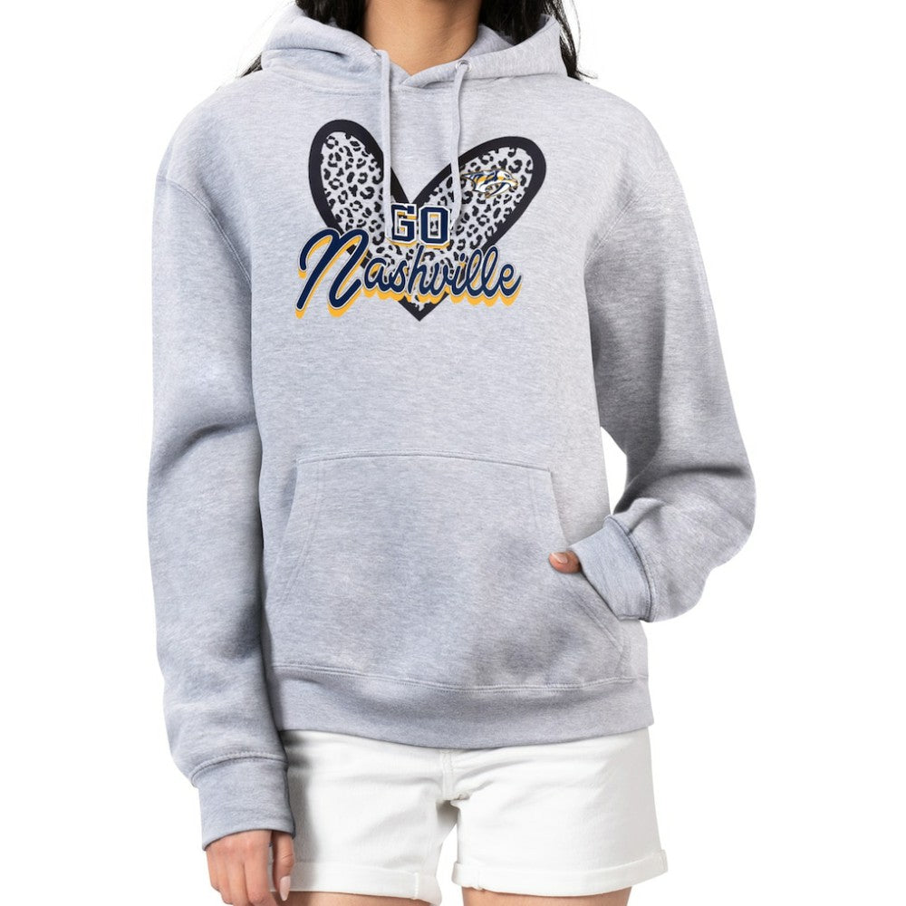 NHL Nashville Predators G-III 4Her by Carl Banks Women's Animal Print Heart Fleece Pullover Hoodie