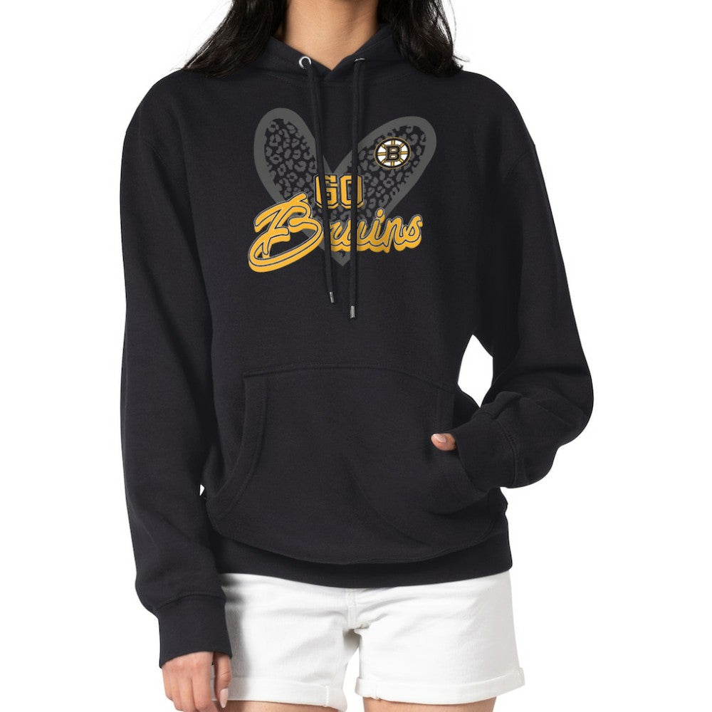 NHL Boston Bruins G-III 4Her by Carl Banks Women's Animal Print Heart Fleece Pullover Hoodie