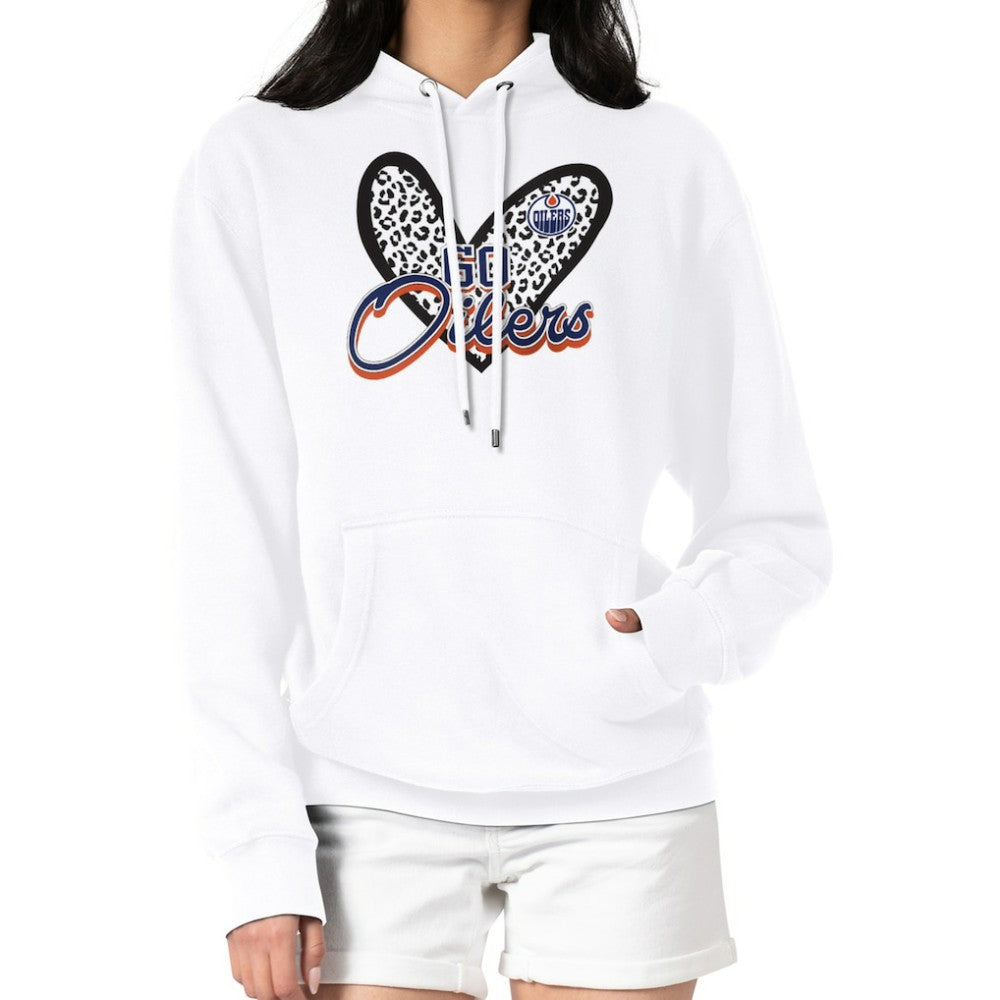 NHL Edmonton Oilers G-III 4Her by Carl Banks Women's Animal Print Heart Fleece Pullover Hoodie