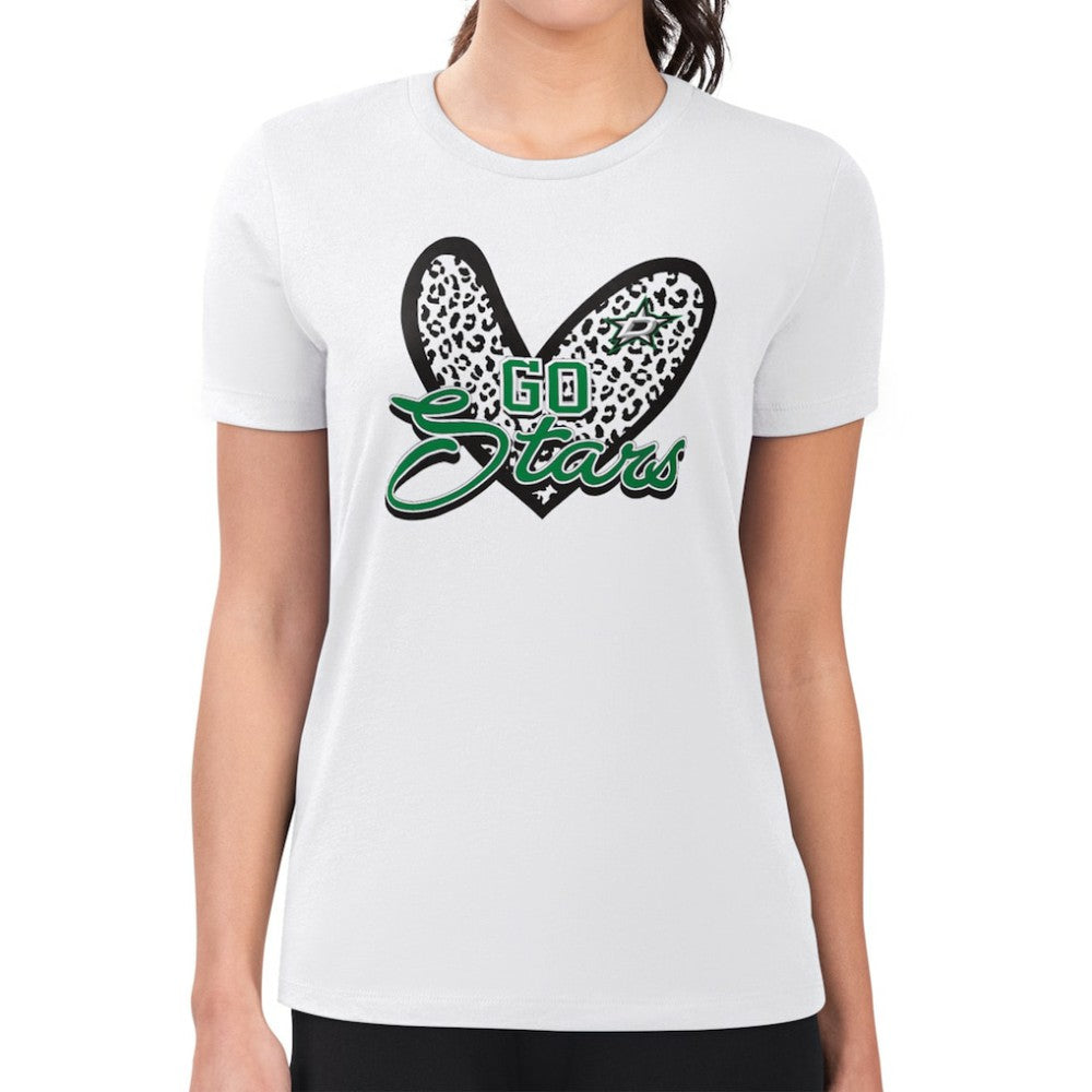 NHL Dallas Stars G-III 4Her by Carl Banks Women's Super-Slim Fit Lightweight Animal Print Heart T-Shirt