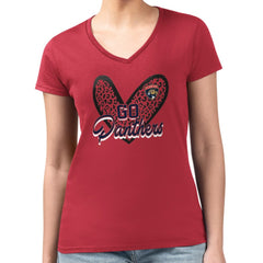 NHL Florida Panthers G-III 4Her by Carl Banks Women's Super-Slim Fit Lightweight Animal Print Heart V-Neck T-Shirt