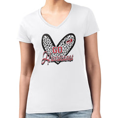 NHL Carolina Hurricanes G-III 4Her by Carl Banks Women's Super-Slim Fit Lightweight Animal Print Heart V-Neck T-Shirt