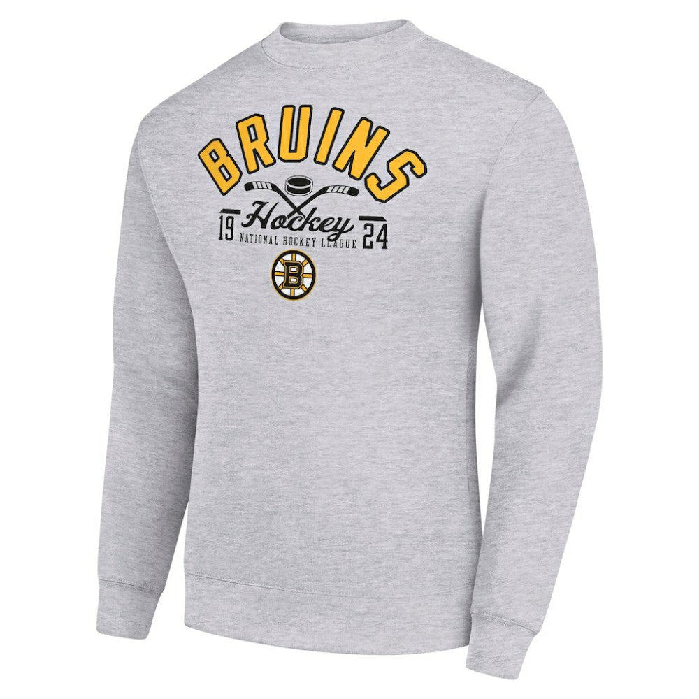 NHL Boston Bruins Starter Stick And Puck Logo Fleece Pullover Sweatshirt