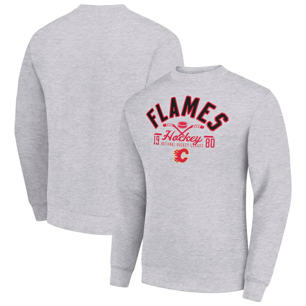 NHL Calgary Flames Starter Stick And Puck Logo Fleece Pullover Sweatshirt