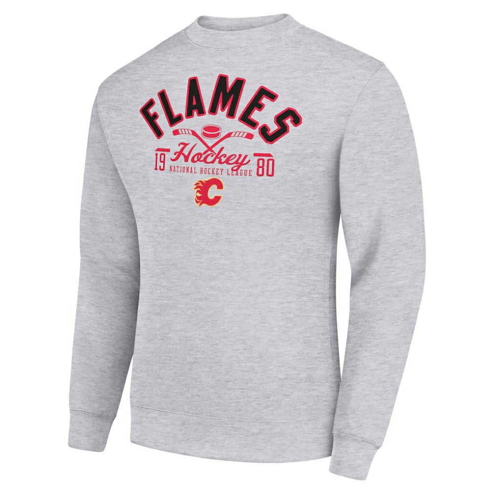 NHL Calgary Flames Starter Stick And Puck Logo Fleece Pullover Sweatshirt