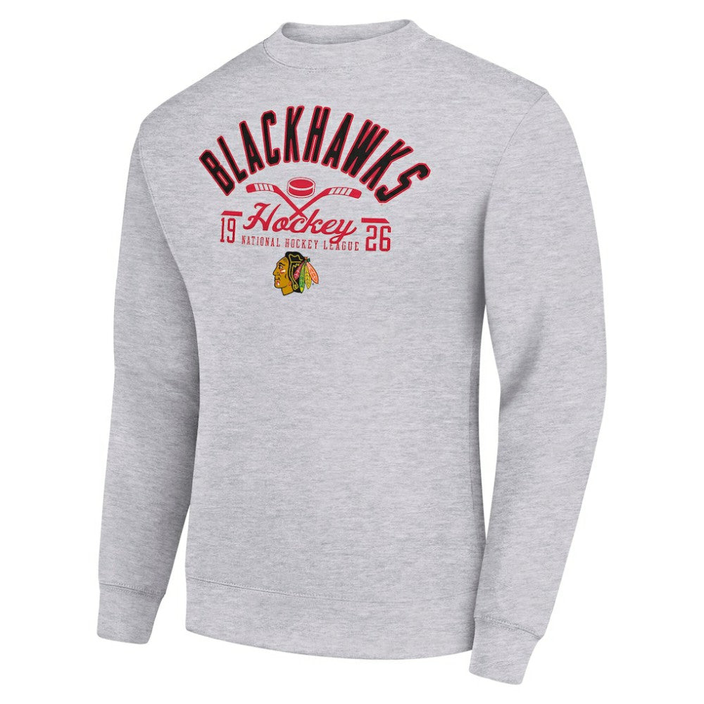 NHL Chicago Blackhawks Starter Stick And Puck Logo Fleece Pullover Sweatshirt