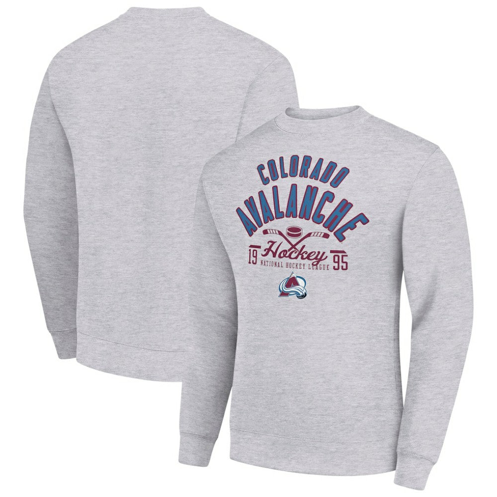 NHL Colorado Avalanche Starter Stick And Puck Logo Fleece Pullover Sweatshirt