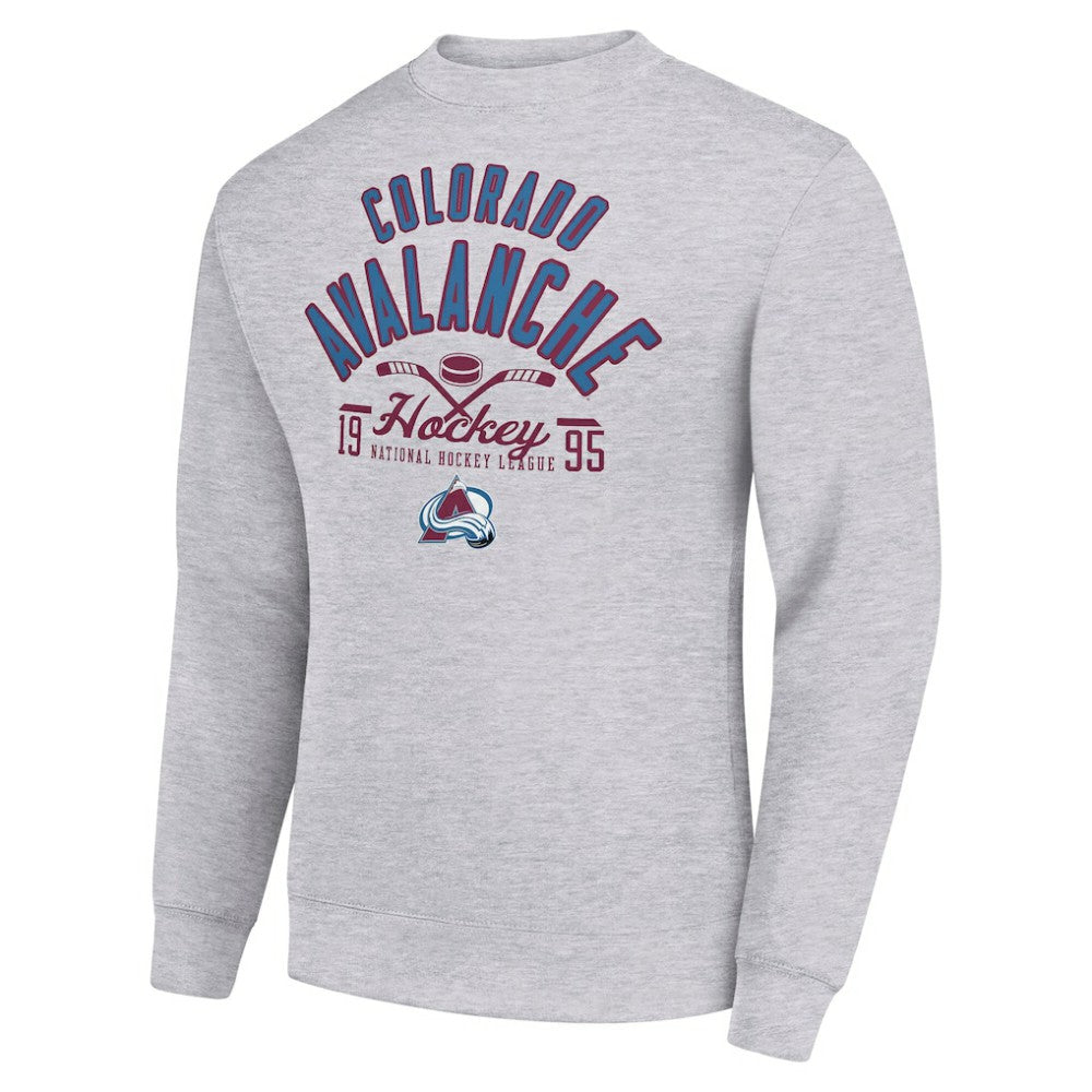NHL Colorado Avalanche Starter Stick And Puck Logo Fleece Pullover Sweatshirt