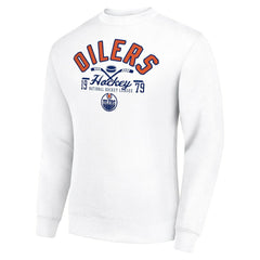 NHL Edmonton Oilers Starter Stick And Puck Logo Fleece Pullover Sweatshirt