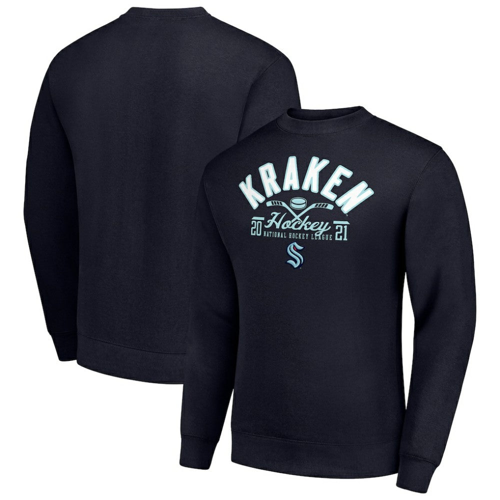 NHL Seattle Kraken Starter Stick And Puck Logo Fleece Pullover Sweatshirt