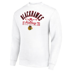 NHL Chicago Blackhawks Starter Stick And Puck Logo Fleece Pullover Sweatshirt