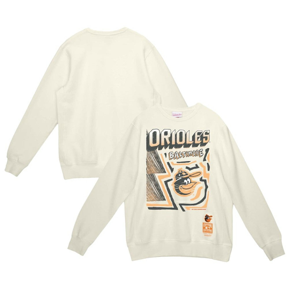 Cream Baltimore Orioles Mitchell & Ness Sidewalk Sketch Pullover Hoodie