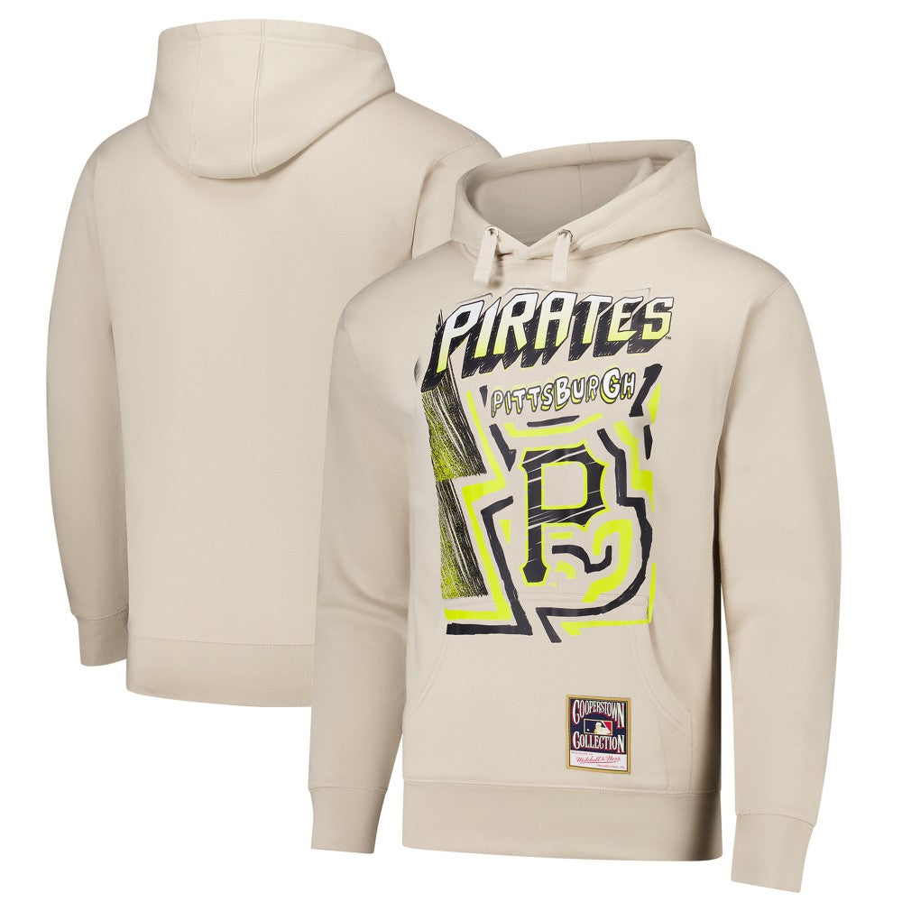 Cream Pittsburgh Pirates Mitchell & Ness Sidewalk Sketch Pullover Hoodie