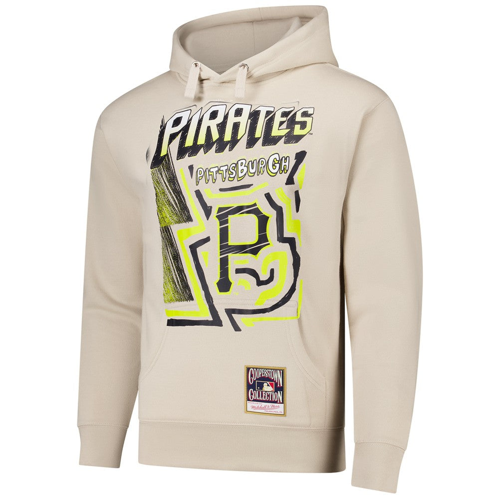 Cream Pittsburgh Pirates Mitchell & Ness Sidewalk Sketch Pullover Hoodie
