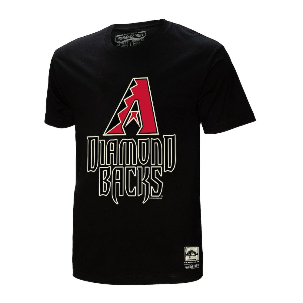 Black Arizona Diamondbacks Mitchell & Ness Cooperstown Collection Logo T-Shirt