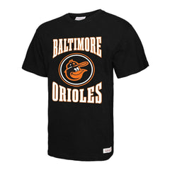 Black Baltimore Orioles Mitchell & Ness Arched Logo Slub T-Shirt