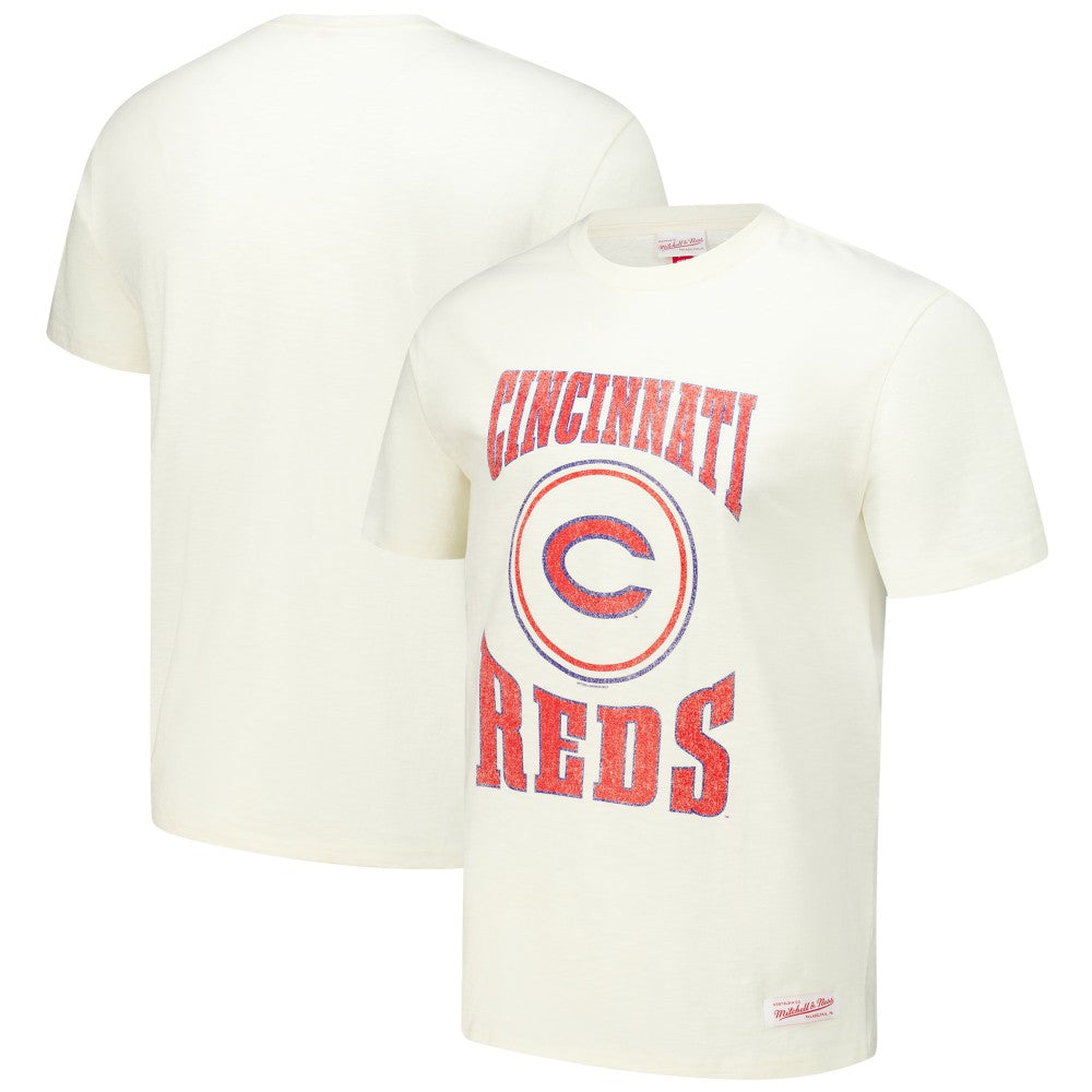Cream Cincinnati Reds Mitchell & Ness Arched Logo Slub T-Shirt