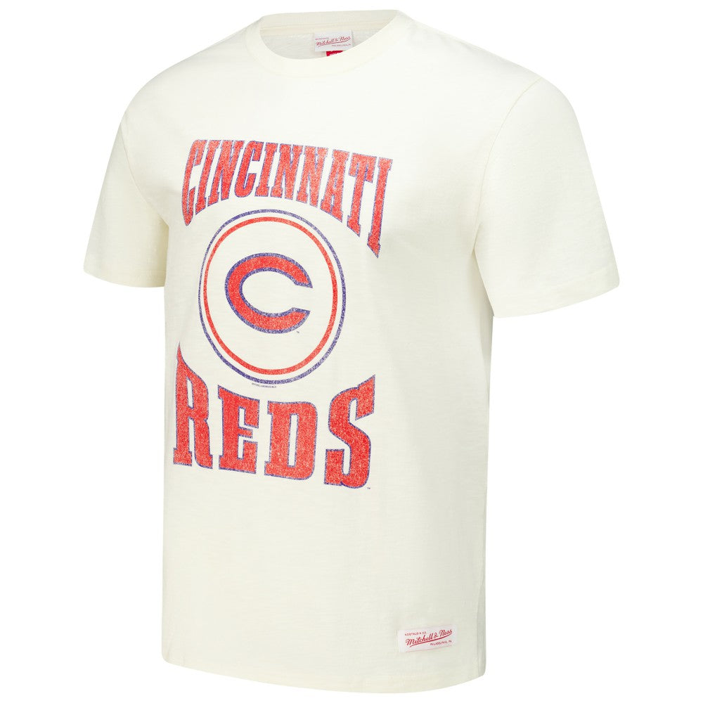 Cream Cincinnati Reds Mitchell & Ness Arched Logo Slub T-Shirt