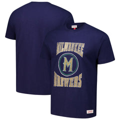 Navy Milwaukee Brewers Mitchell & Ness Arched Logo Slub T-Shirt