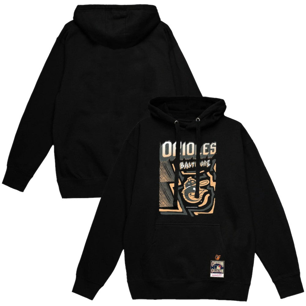 Black Baltimore Orioles Mitchell & Ness Sidewalk Sketch Pullover Hoodie