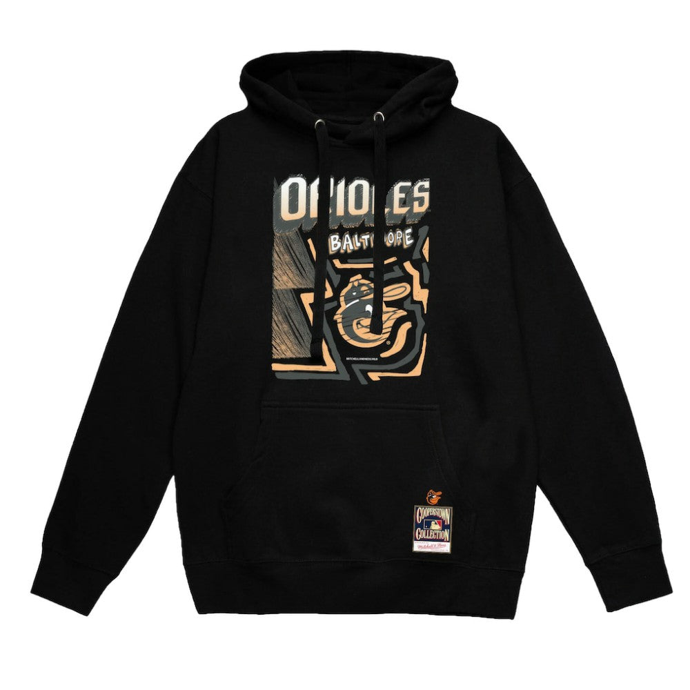 Black Baltimore Orioles Mitchell & Ness Sidewalk Sketch Pullover Hoodie